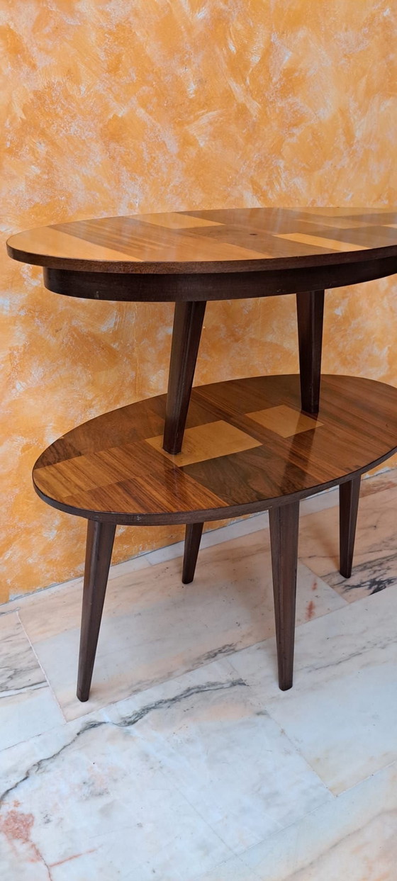 Mid Century Tafel jaren 60, Bijzettafels, Hout, Bruin (foto 4 van 9)