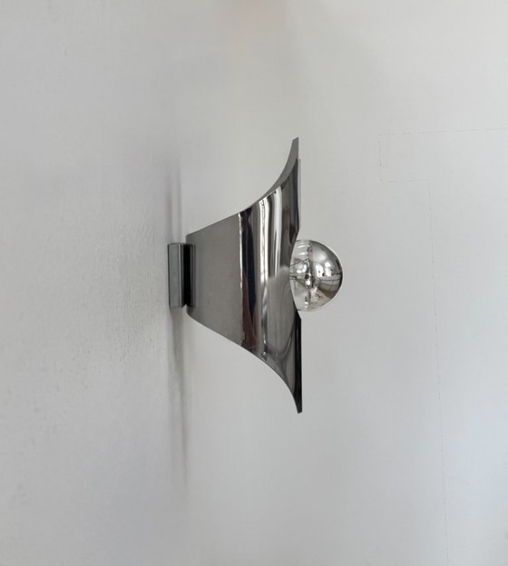Image 1 of Paire d'appliques vintage, métal chromé, France, 1970