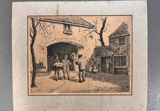Martin Waning / Etching - Straßenmusiker – lithos zeefdrukken, Paper