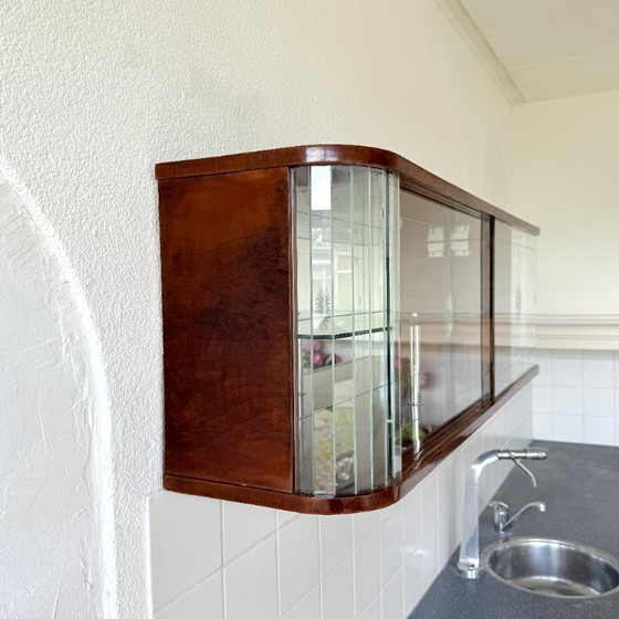 Image 1 of Vetrina pensile di lusso in legno con elementi in vetro