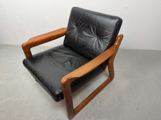 Image 1 of Set of 2 Mid-Century Design Komfort Solid Teak Wooden Lounge Chairs Attributed to Sven Ellekaer for Komfort, Denmark 1970s. 