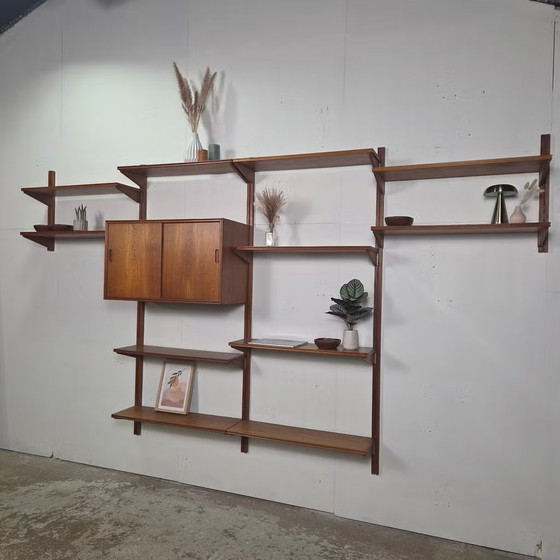 Vintage 60s Danish Teak Modular Wall System Mid Century, Wall cabinet, Wood, Brown, Mid Century Modern (photo 10 of 24)