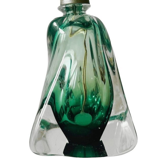 Image 1 of Mid-century lampenvoet groen glas Val Saint Lambert 1950's