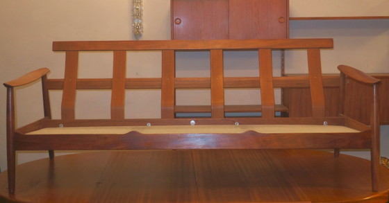 Image 1 of FD 164 driezits teakhouten bank van Arne Vodder voor Frankrijk en Sohn, Denemarken, jaren 60