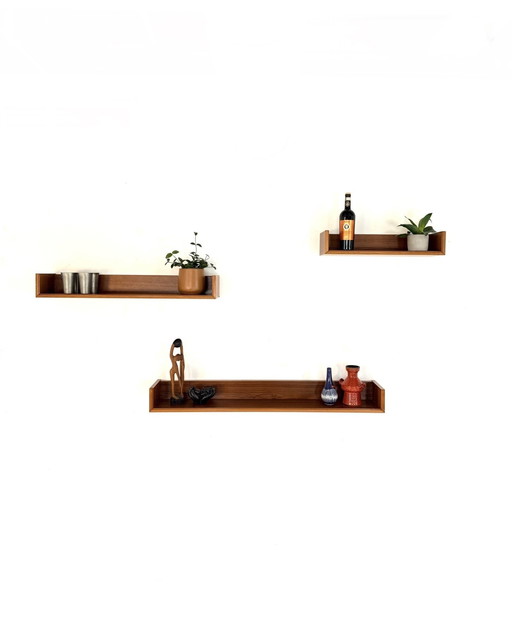 Set of 3 vintage floating wall shelves '60