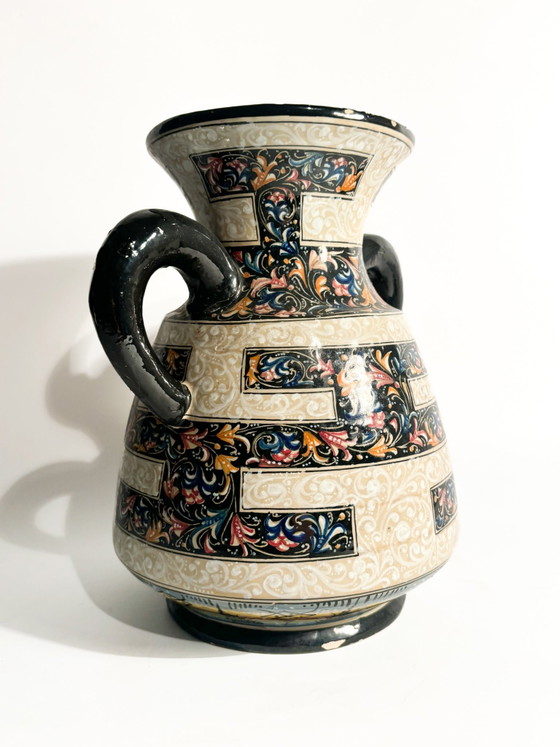 Vase en céramique peint à la main Molaroni des années 1940 – Ceramic (photo 5 of 12)