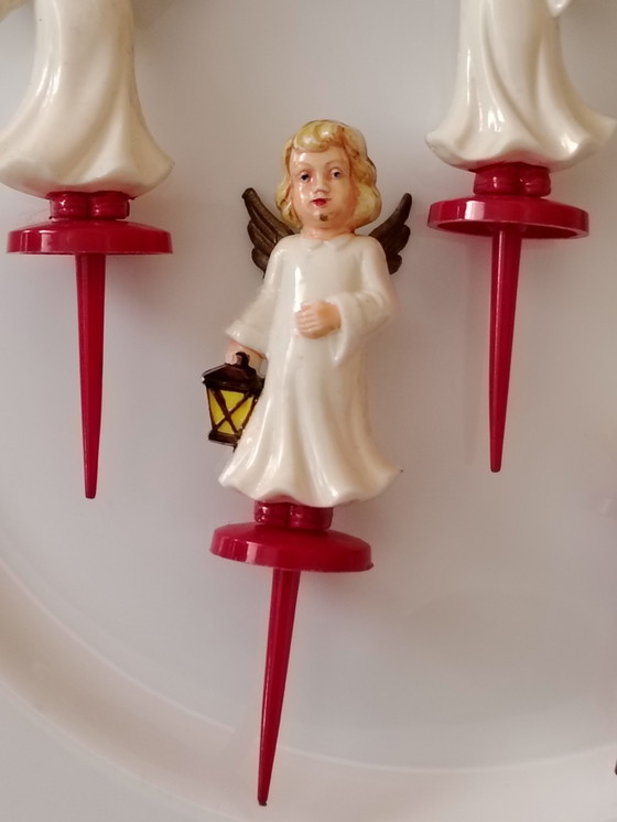 Image 1 of Statuette vintage in bachelite con angelo, anni '50/'60, corona dell'Avvento