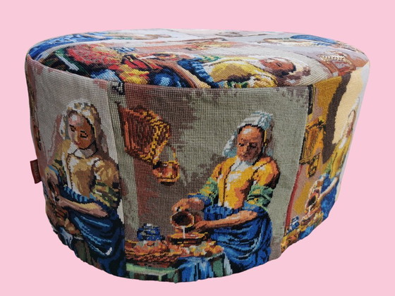Image 1 of Cover for an oval pouf by Vermeer "Milkmaid".