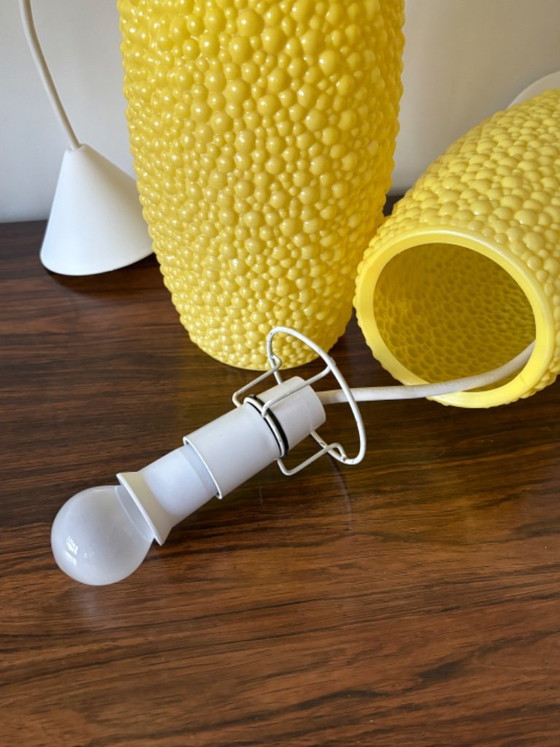 Lampade a sospensione vintage retrò anni '50/'60 - design a bolle giallo – Plastica (photo 5 of 9)