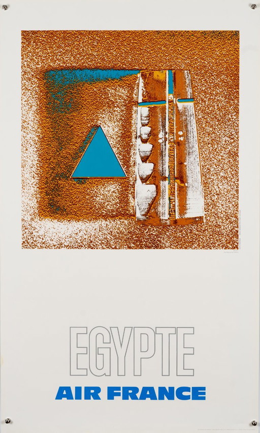 Air France Égypte – 1971 – Affiche de voyage vintage originale de Raymond Pagès – Style moderne du milieu du XXe siècle –