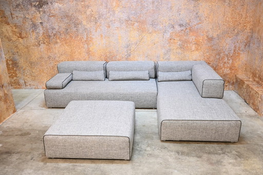 Gray fabric Leolux Ponton Next design elements corner sofa