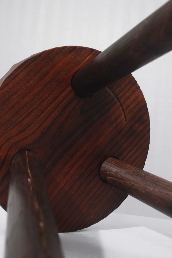 Image 1 of Vintage tripod milking stool popular Brutalist design France 1950s