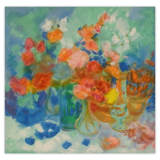 Image 1 of Michèle GOUR Fleurs Signed lithograph 1990