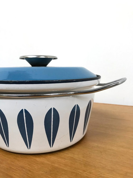 Image 1 of 60s 70s Vintage Cathrineholm of Norway Enamel Lotus Saucepan