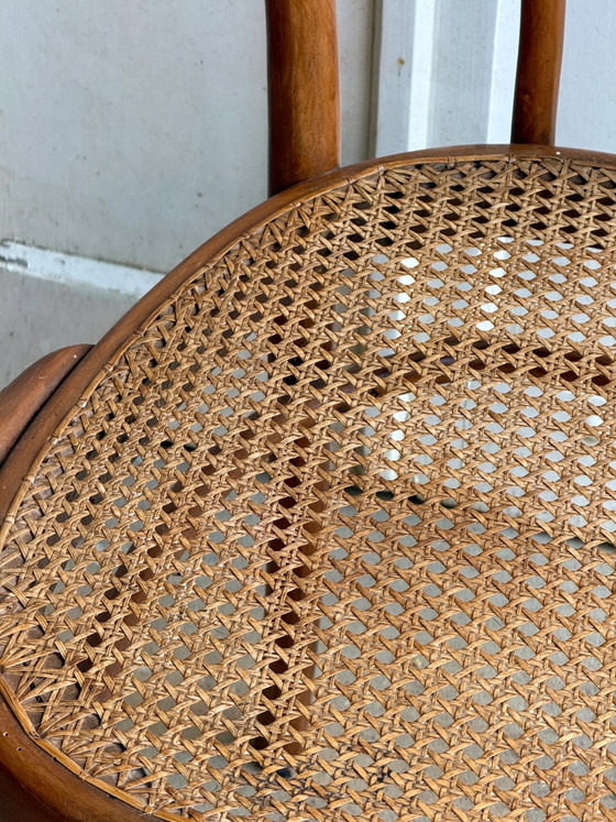 Josef & Jacob Kohn No. 18 Fauteuil en bois courbé et cannage, Marron, Vintage (photo 10 sur 11)