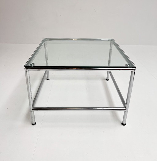 Tavolino da caffè quadrato in vetro, 71 x 71 cm, anni '90 – salontafels, Metal