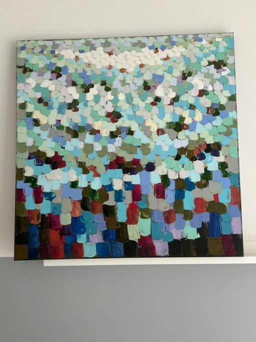 Modern Abstract Acrylverfschilderij (100 x 100) 2 stuks
