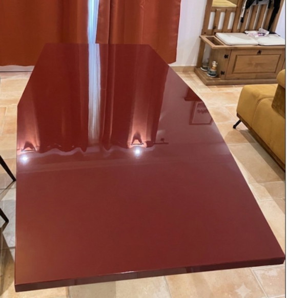 Vintage Dining Table Bordeaux Eric Maville – Wood, Brass (photo 4 of 7)