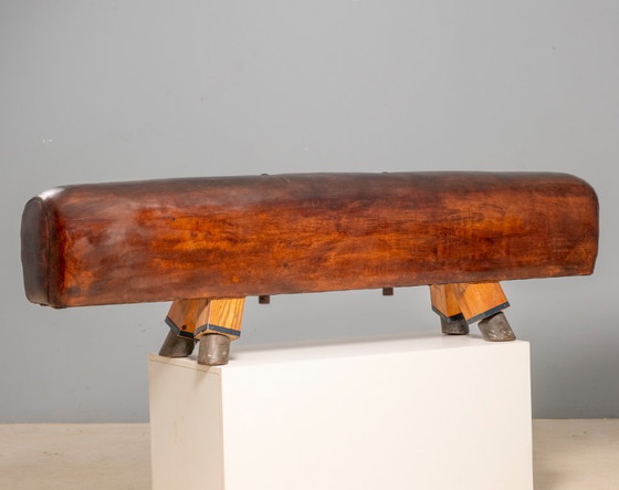 Image 1 of Vintage Leather Gym Bench / Pommel Horse, Bauhaus Style, Europe, 1920s