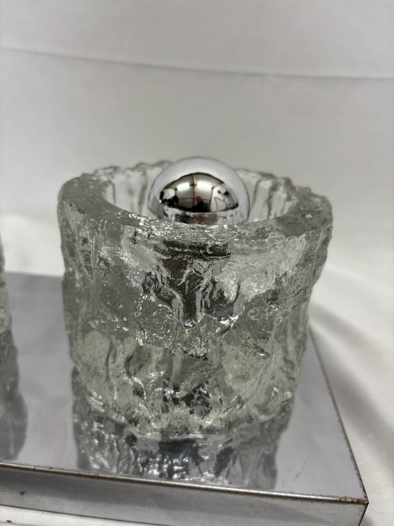 Image 1 of Vintage Peill & Putzler "Ice Glass" wandlamp jaren '70
