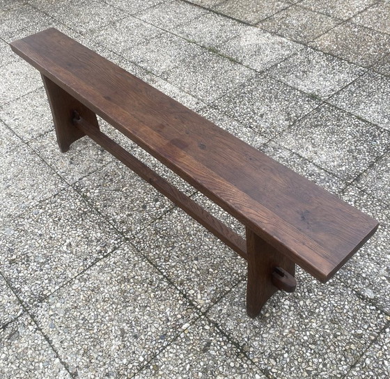 Banc de ferme en bois massif chêne 150cm pour table de ferme rustique 1950, Marron, Rustic (photo 2 sur 14)