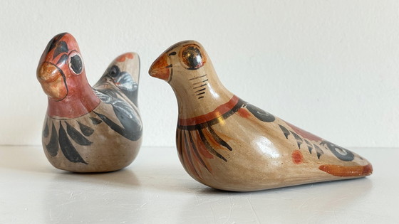 Image 1 of Couple Bird Ceramic Handmade Mexico Vintage