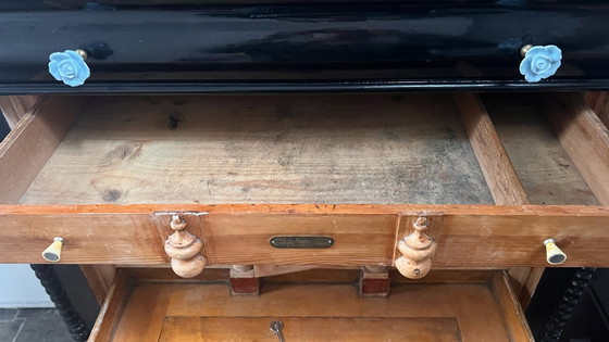 Brocante secretaire – Opbergkast, Keramiek, Hout (photo 4 of 11)