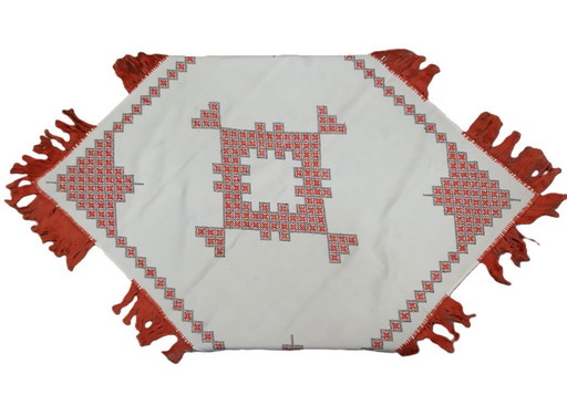 Tovaglia vintage ricamata a mano 70 x 68 cm