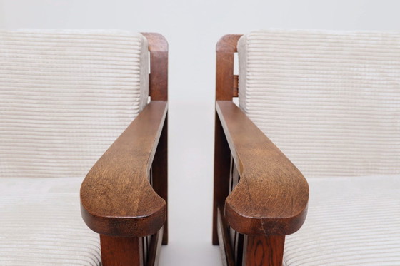 Image 1 of Vintage armchair brutalism style off white corduroy 1960