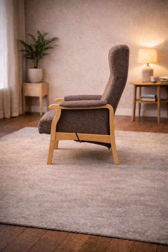 Image 1 of Hjort Knudsen — Armchair with Matching Footstool — Adjustable Backrest — Modern Lounge Duo