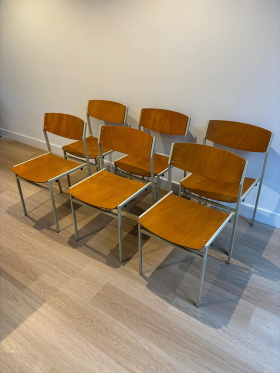 Image 1 of 6x Gijs van der Sluis chairs. dining room, waiting room, terrace