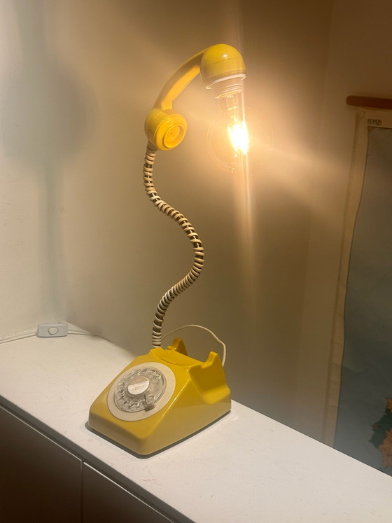 Lampe Téléphone Vintage Jaune – Métal, Plastique (photo 4 of 10)