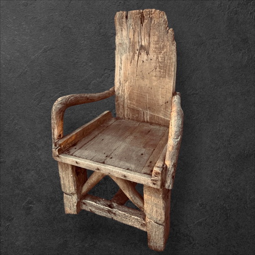 Rare ensemble de quatre fauteuils rustiques faits main, datant d'environ 1750-1830.