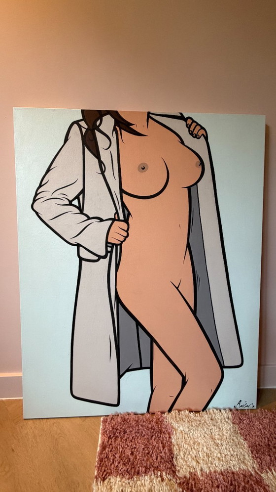 Painting Ravian Derriere "She Flashed" – Paintings & Drawings, Canvas (photo 4 of 5)