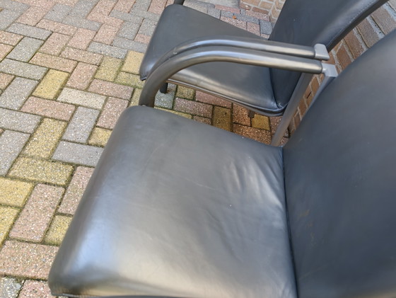 4 Leolux Cimaronne Sedie da pranzo in pelle grigia – Leather, Metal (photo 3 of 14)