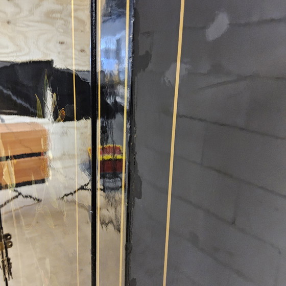 Image 1 of Vintage Chinese zwarte lakkast vogels en bloemen bohemian /bohemian kast (tv kast) oosterse kast 