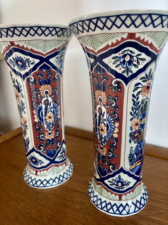 Set van 2 Vintage Boch Vazen - Brugge Delfts Imari Stijl – Ceramic (photo 2 of 12)