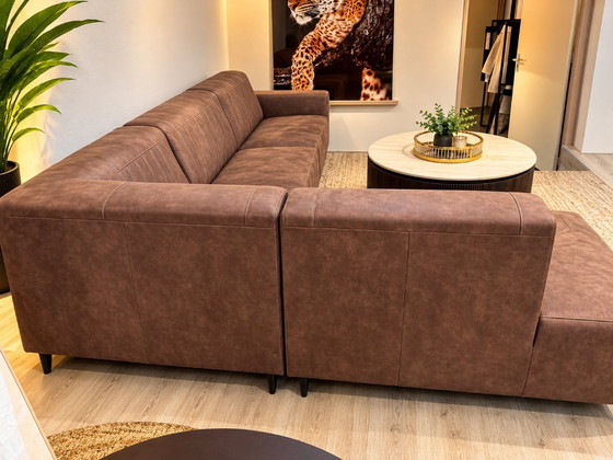 Divano angolare marrone con chaise longue, Divani angolari, Tessile, Legno, Modern (foto 3 di 8)
