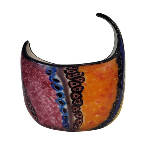 Centre de table décoratif en demi-lune Millefiori, verre de Murano, années 90 - Italie