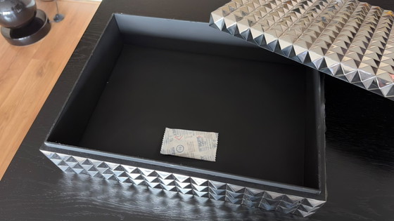Image 1 of Eichholtz Luxe box Vivienne maat Large Zilver, 40x30x10 cm