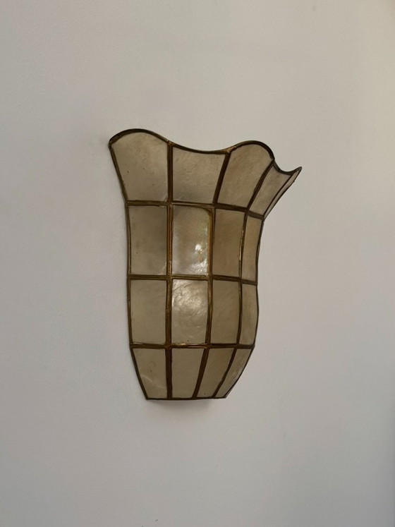 Vintage wandlamp, parelmoer en messing, Frankrijk, 1970 – Wandlampen, Brass (photo 5 of 5)