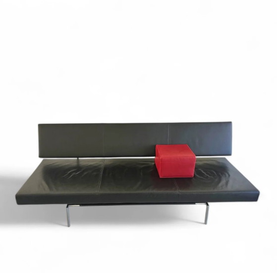 Martin Visser BR 02.7 / Slaapbank / 't Spectrum / Jaren 80 / Zwart leer / Rood kussen – Slaapbanken, Leather (photo 5 of 13)