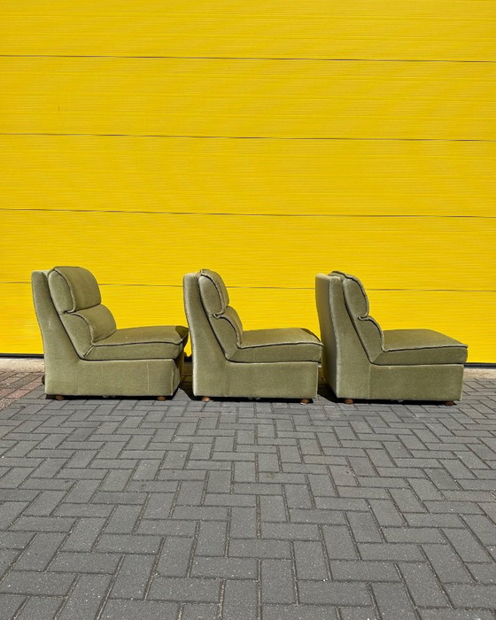 Vintage green Modular sofas – 70s German velour – Velvet (photo 8 of 15)