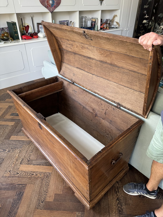 Image 1 of Large Oak Storage Trunk