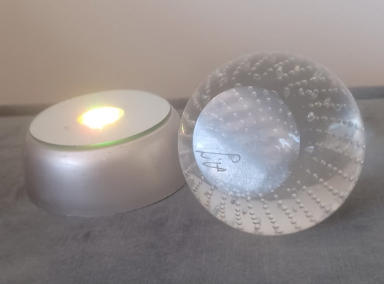 Image 1 of Paperweight press paper Nail ball glass art A. Jablonski