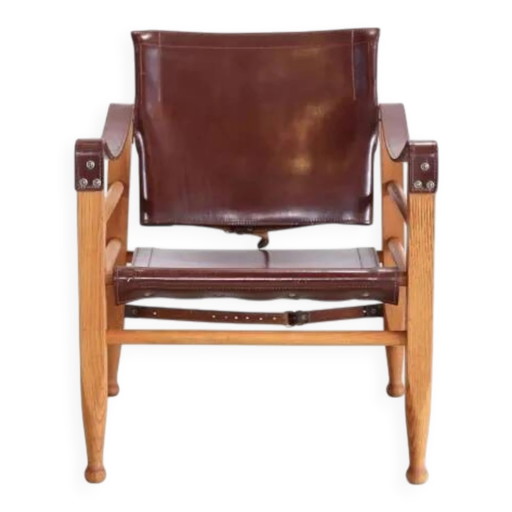 Safari-Stuhl aus Eiche und Leder von Aage Bruun, 1960er Jahre – fauteuils, Leather, Wood, Mid Century Modern