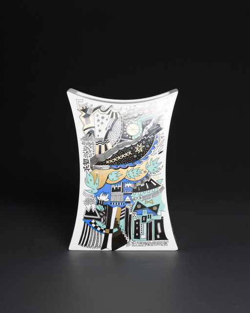 Vase postmoderne en porcelaine allemande Rosenthal Jan v.d Vaart x Yves Galgon