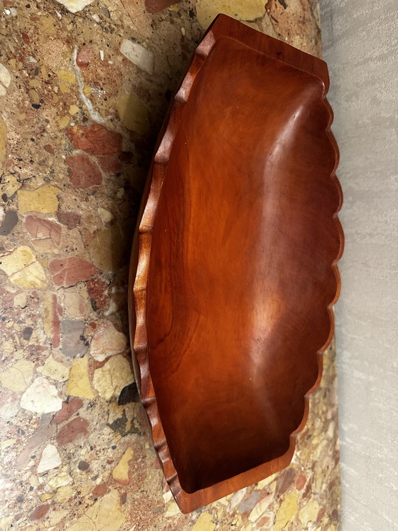 Image 1 of Vintage Reddish Carved Wooden Bowl/Empty Tray - 41/25/H 8 Cm