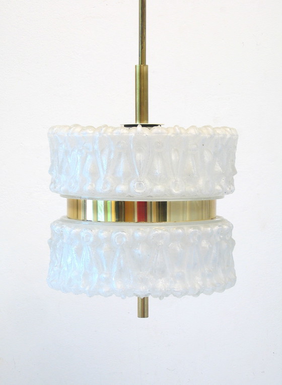 Image 1 of Magnifique lampe vintage en verre avec chrome doré