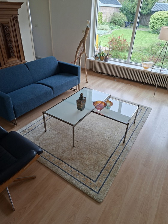Dubbele salontafel ca1970, Glas, Metaal, Zilver (foto 5 van 7)